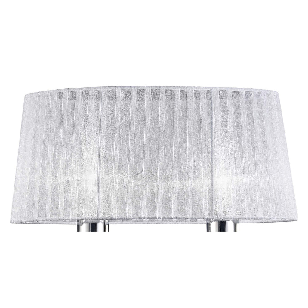M5278 Louise Table Lamp 2 Light E27 Large White Shade Polished Chrome / Clear Crystal