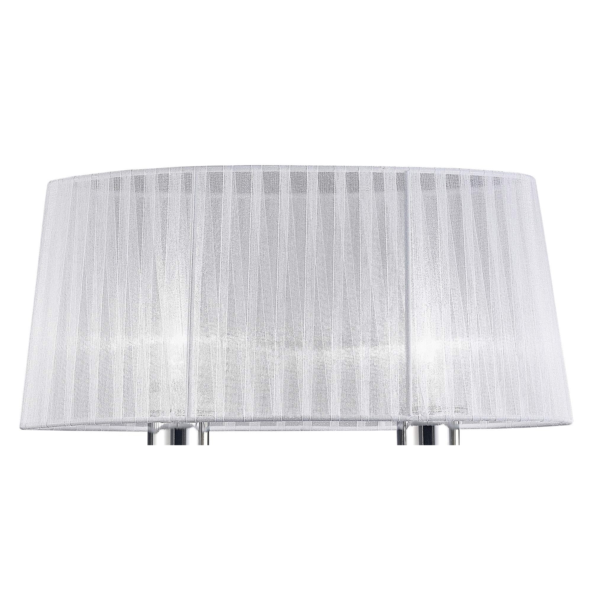 M5278 Louise Table Lamp 2 Light E27 Large White Shade Polished Chrome / Clear Crystal