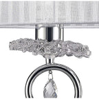 M5278 Louise Table Lamp 2 Light E27 Large White Shade Polished Chrome / Clear Crystal