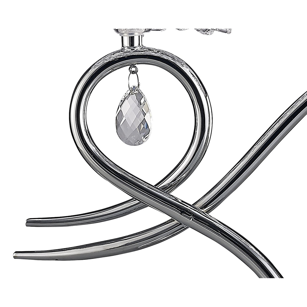 M5278 Louise Table Lamp 2 Light E27 Large White Shade Polished Chrome / Clear Crystal