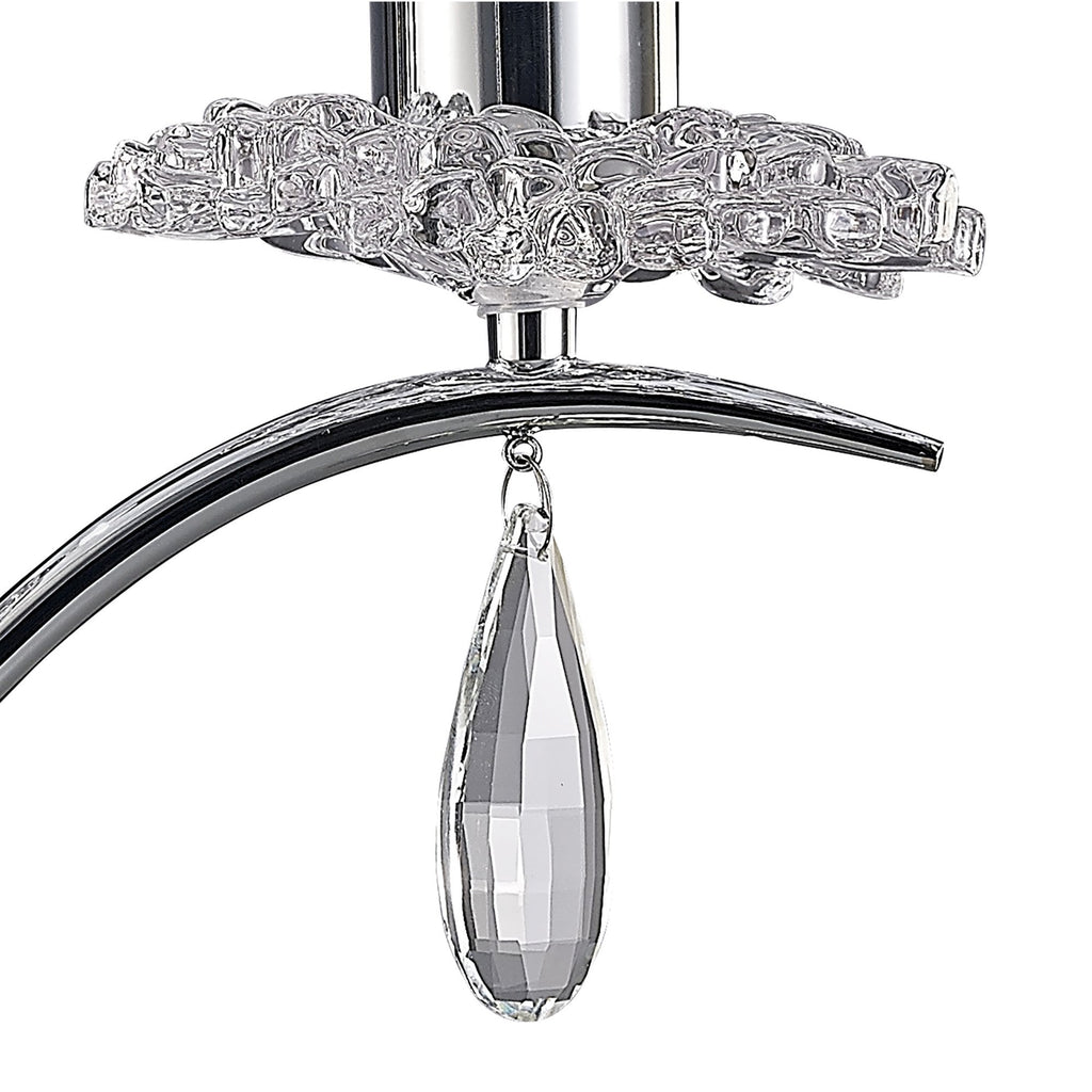 M5278 Louise Table Lamp 2 Light E27 Large White Shade Polished Chrome / Clear Crystal