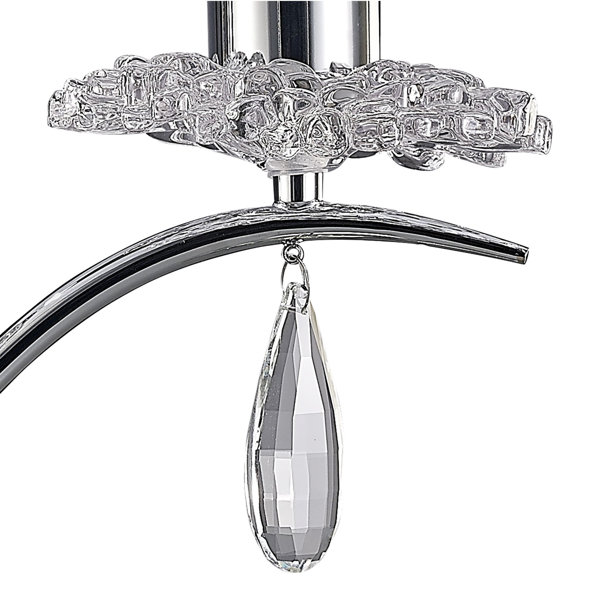 M5278 Louise Table Lamp 2 Light E27 Large White Shade Polished Chrome / Clear Crystal