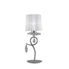 M5279 Louise Table Lamp 1 Light E27 White Shade Polished Chrome / Clear Crystal