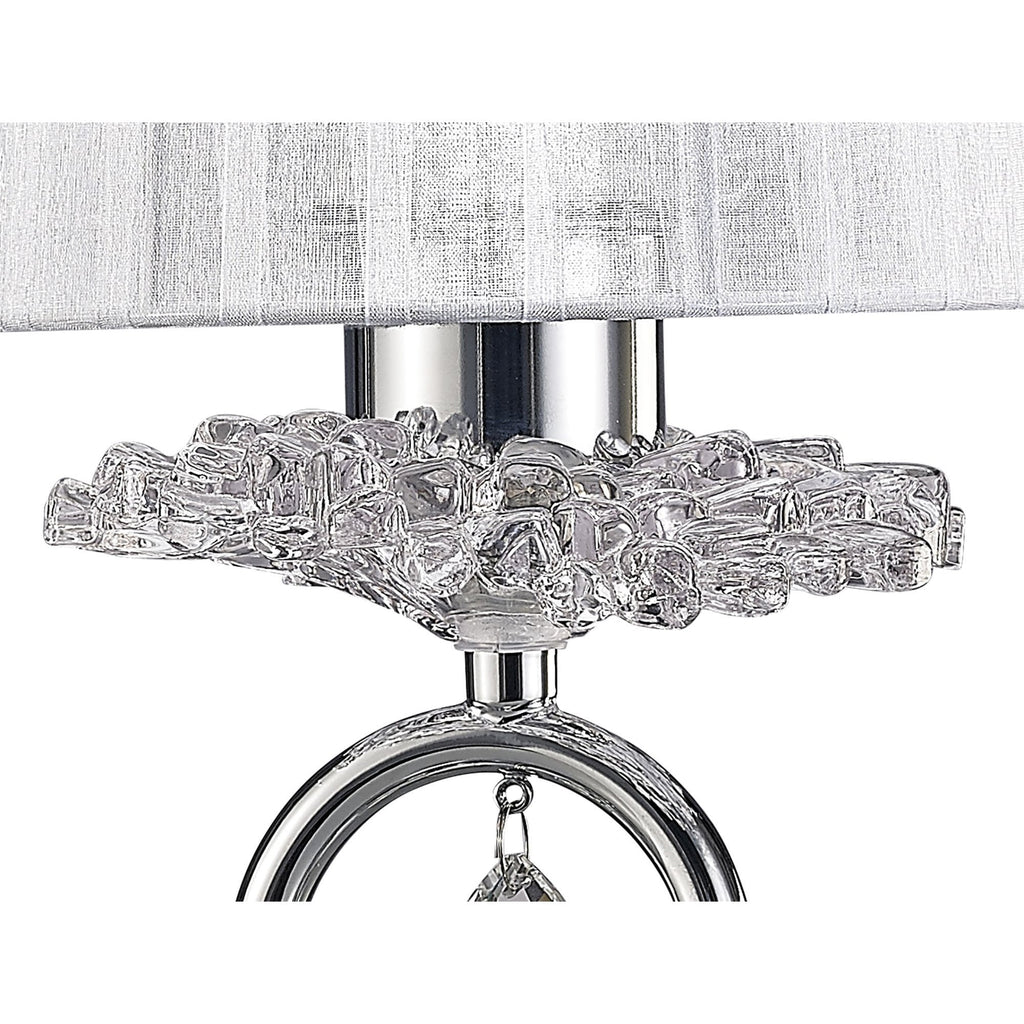 M5279 Louise Table Lamp 1 Light E27 White Shade Polished Chrome / Clear Crystal