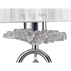 M5279 Louise Table Lamp 1 Light E27 White Shade Polished Chrome / Clear Crystal
