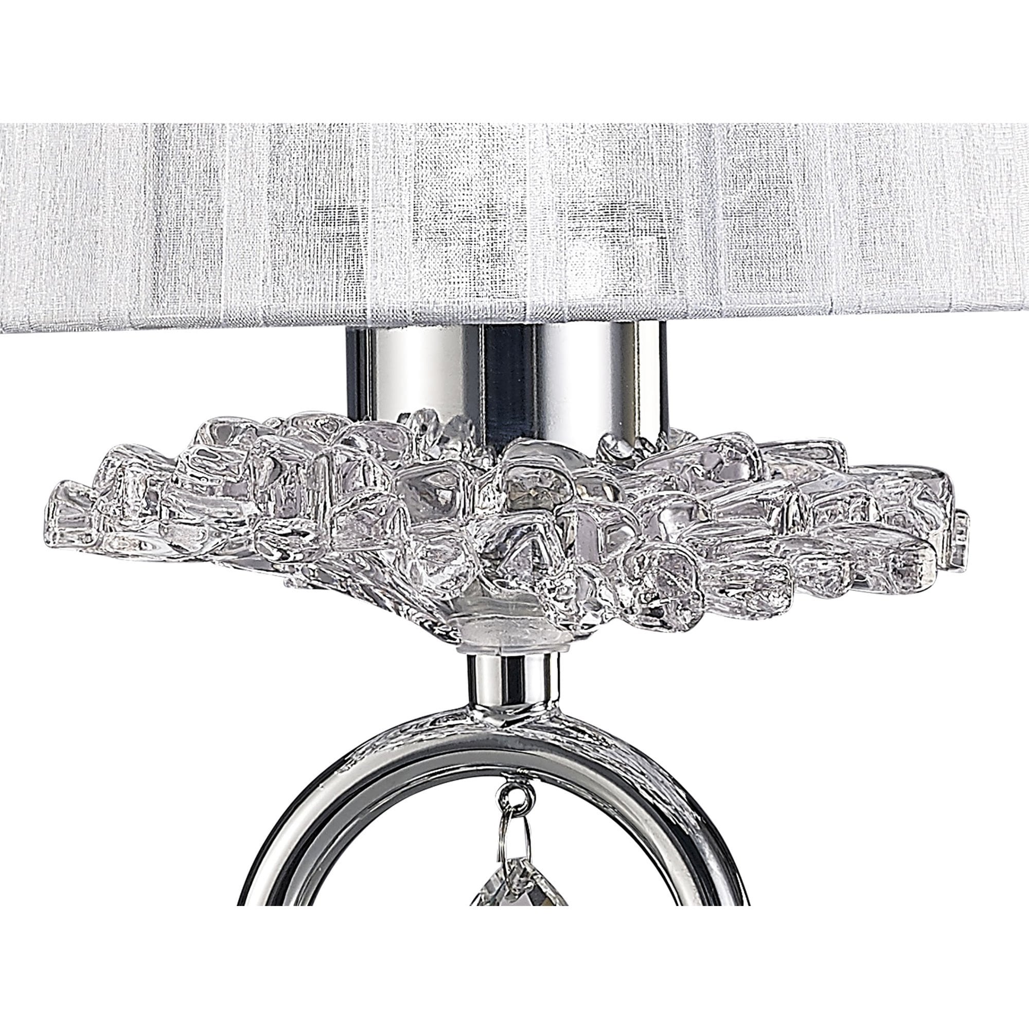 M5279 Louise Table Lamp 1 Light E27 White Shade Polished Chrome / Clear Crystal