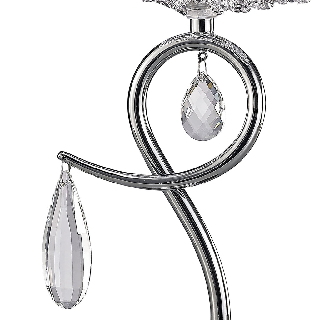 M5279 Louise Table Lamp 1 Light E27 White Shade Polished Chrome / Clear Crystal