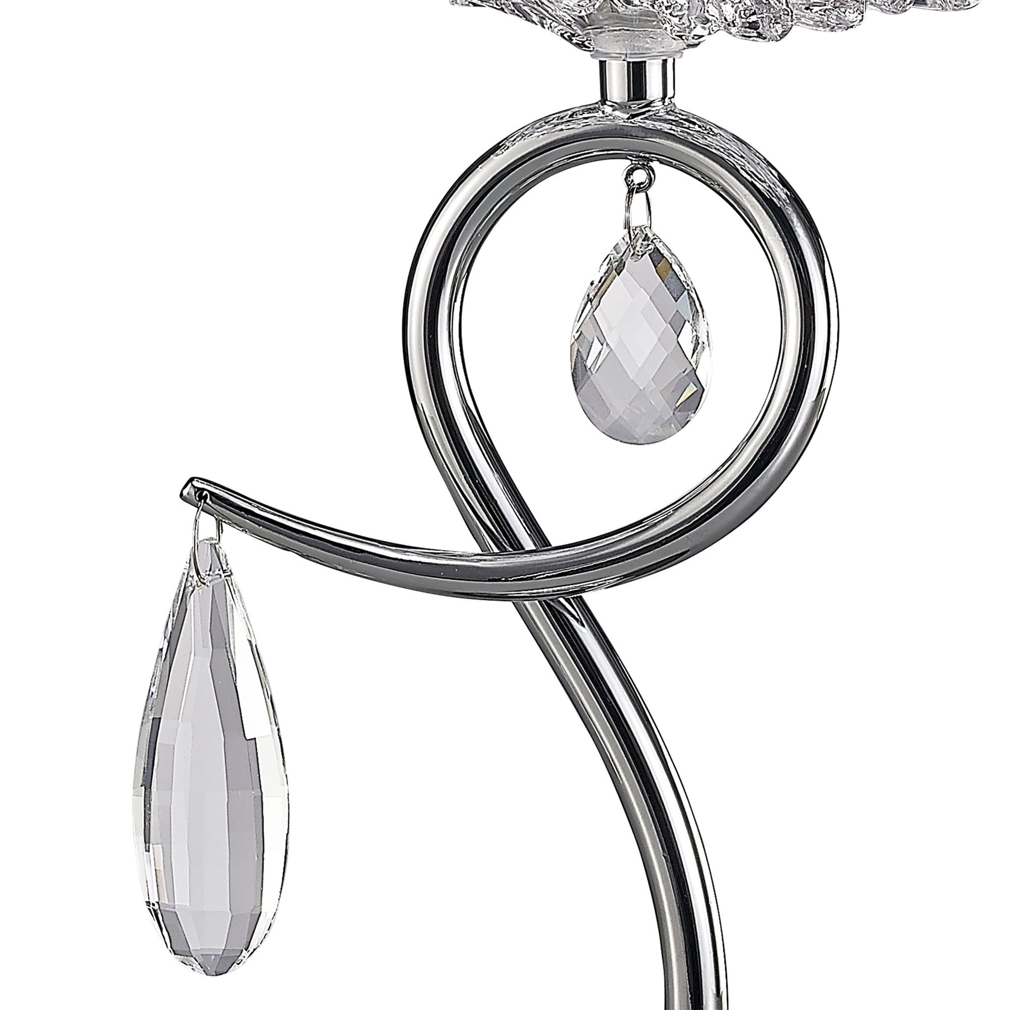 M5279 Louise Table Lamp 1 Light E27 White Shade Polished Chrome / Clear Crystal