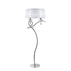 M5280 Louise Floor Lamp 2 Light E27 White Shade Polished Chrome / Clear Crystal