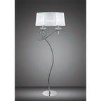 M5280 Louise Floor Lamp 2 Light E27 White Shade Polished Chrome / Clear Crystal