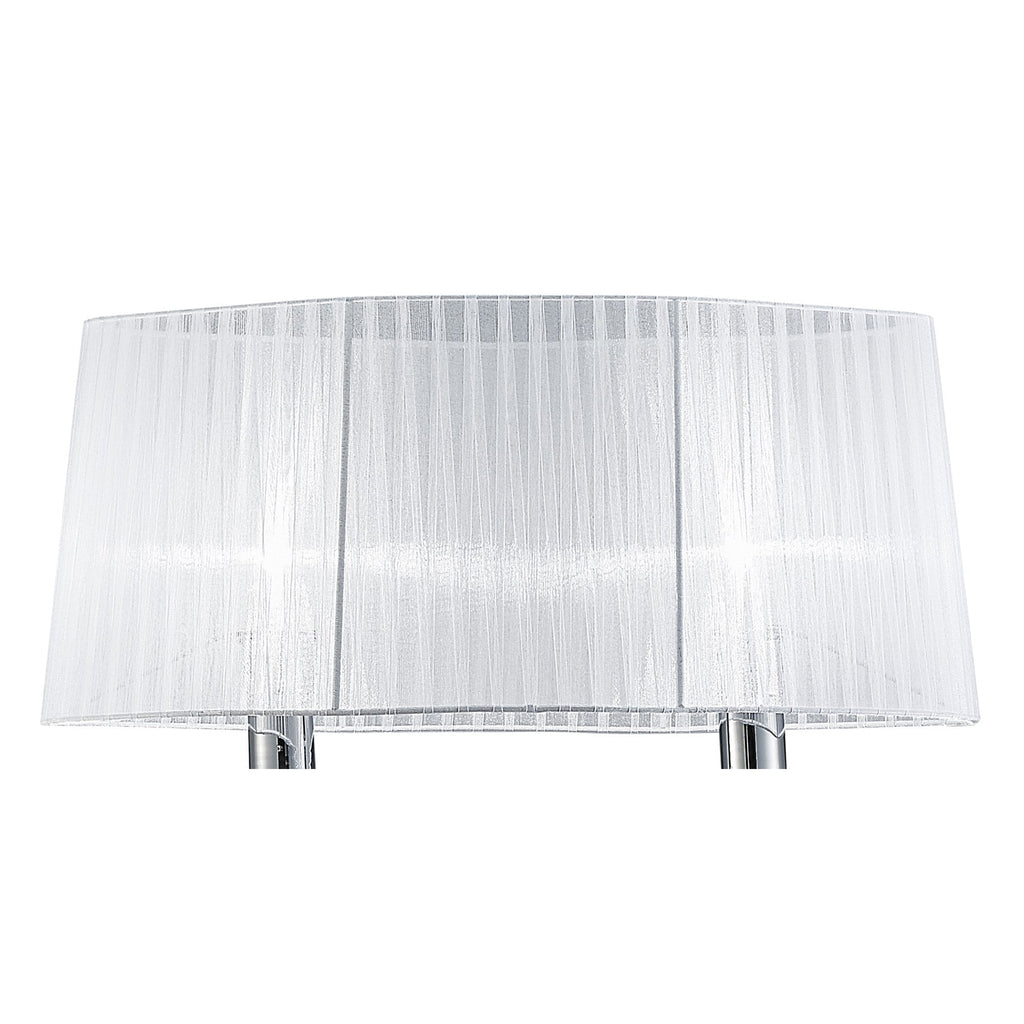 M5280 Louise Floor Lamp 2 Light E27 White Shade Polished Chrome / Clear Crystal