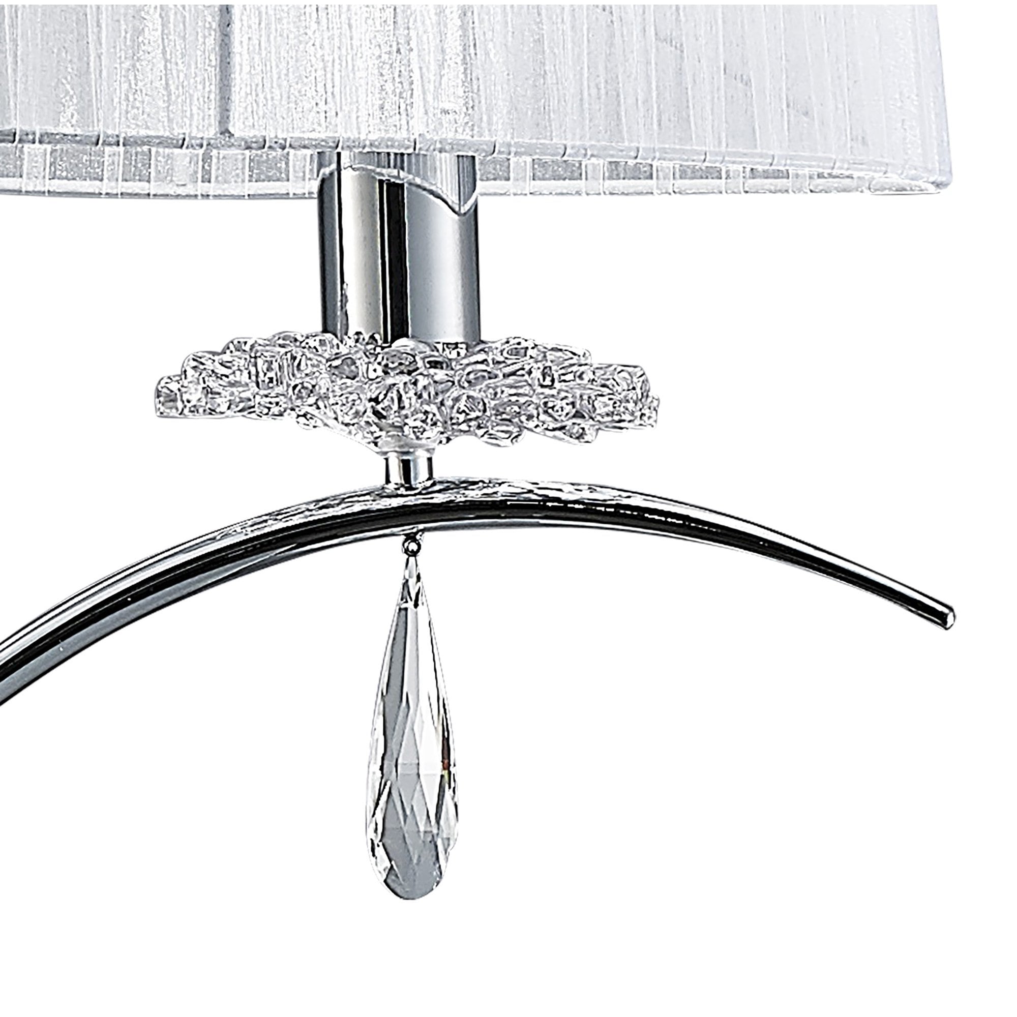 M5280 Louise Floor Lamp 2 Light E27 White Shade Polished Chrome / Clear Crystal