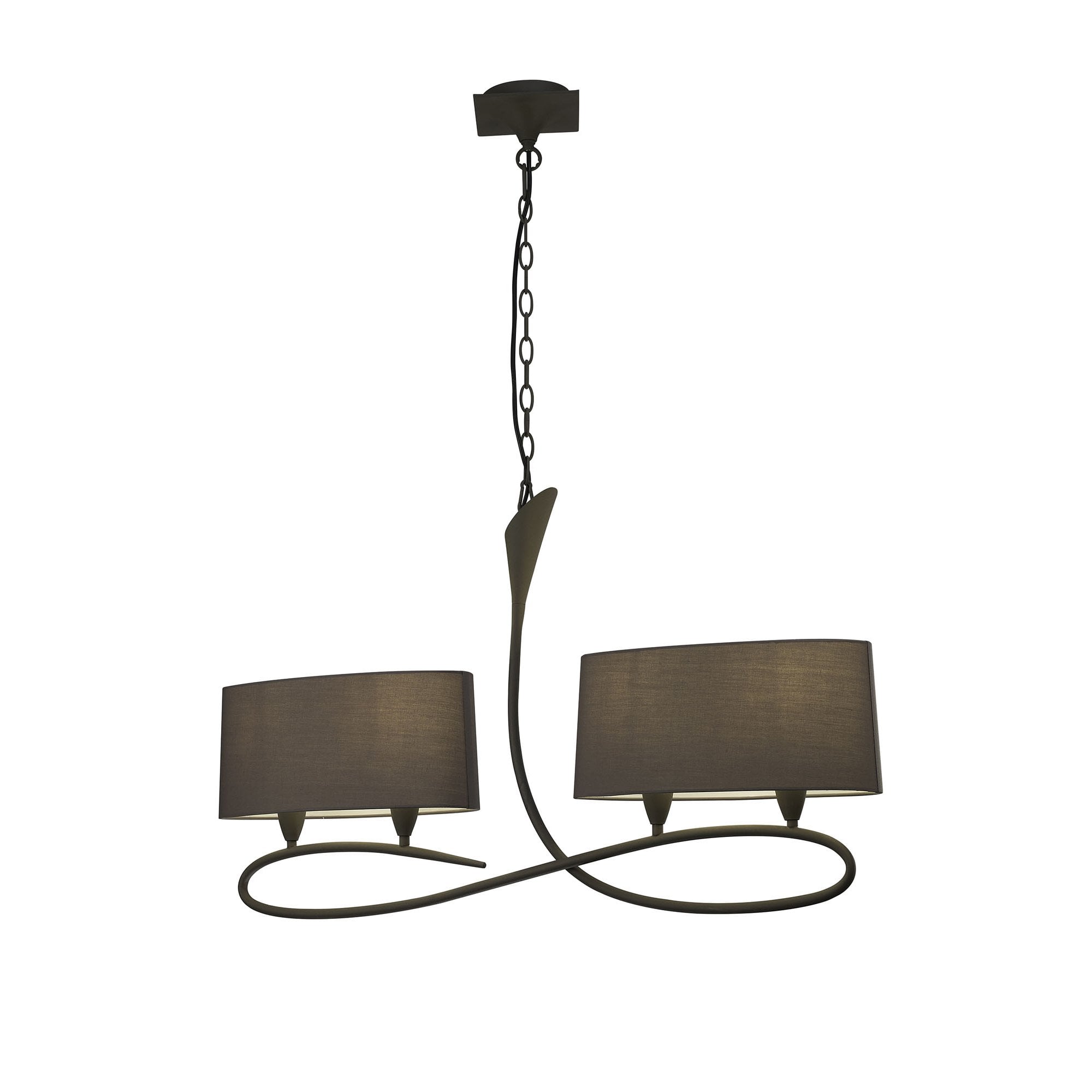 M3680 Lua Linear Pendant 2 Arm 4 Light E27 Ash Grey Ash Grey Shades