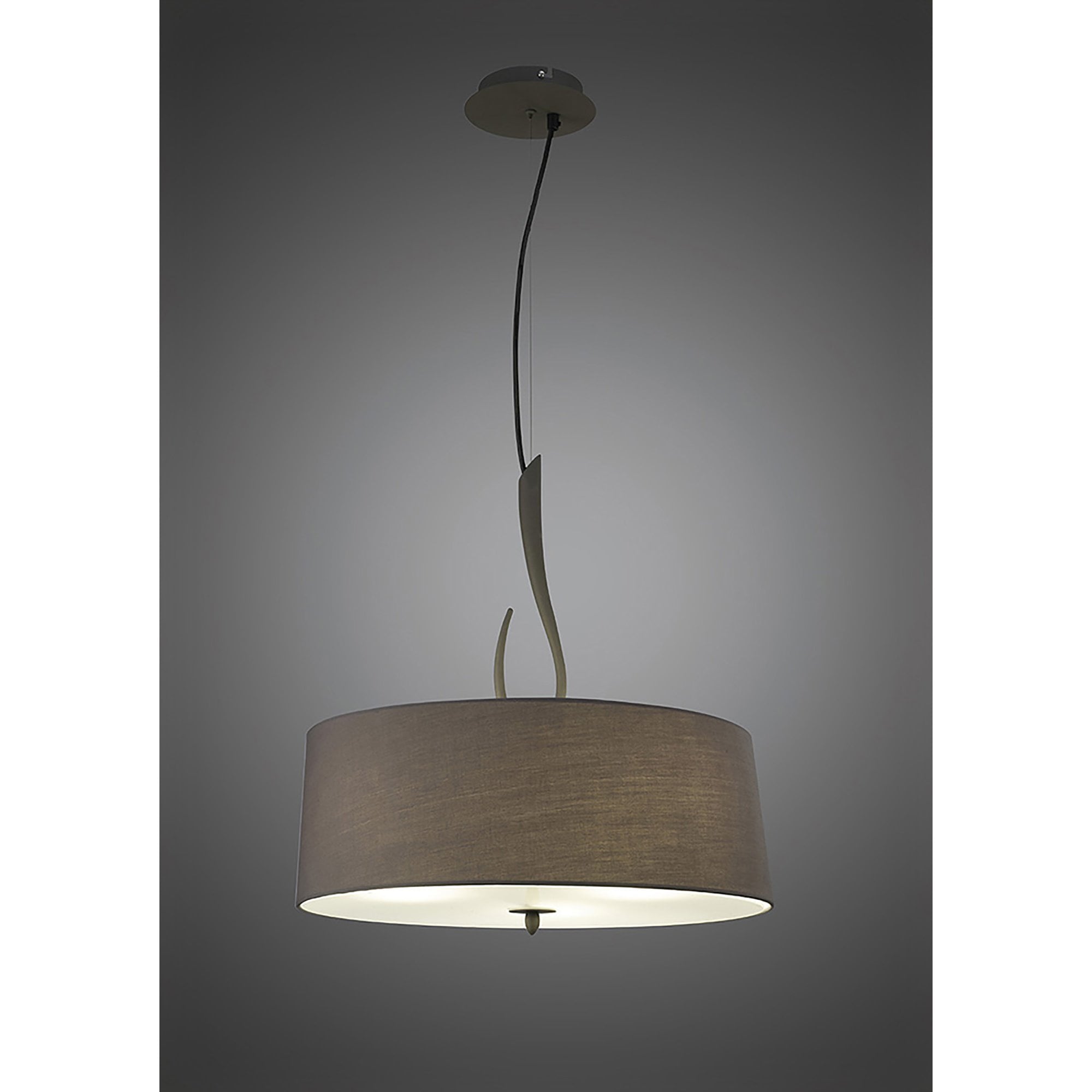 M3684 Lua Single Pendant 3 Light E27 Ash Grey Ash Grey Shade