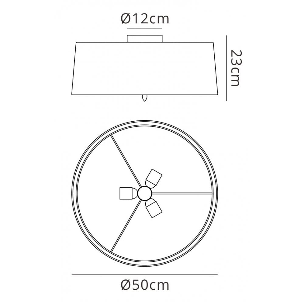 M3685 Lua Flush Ceiling 3 Light E27 Ash Grey Ash Grey Shade