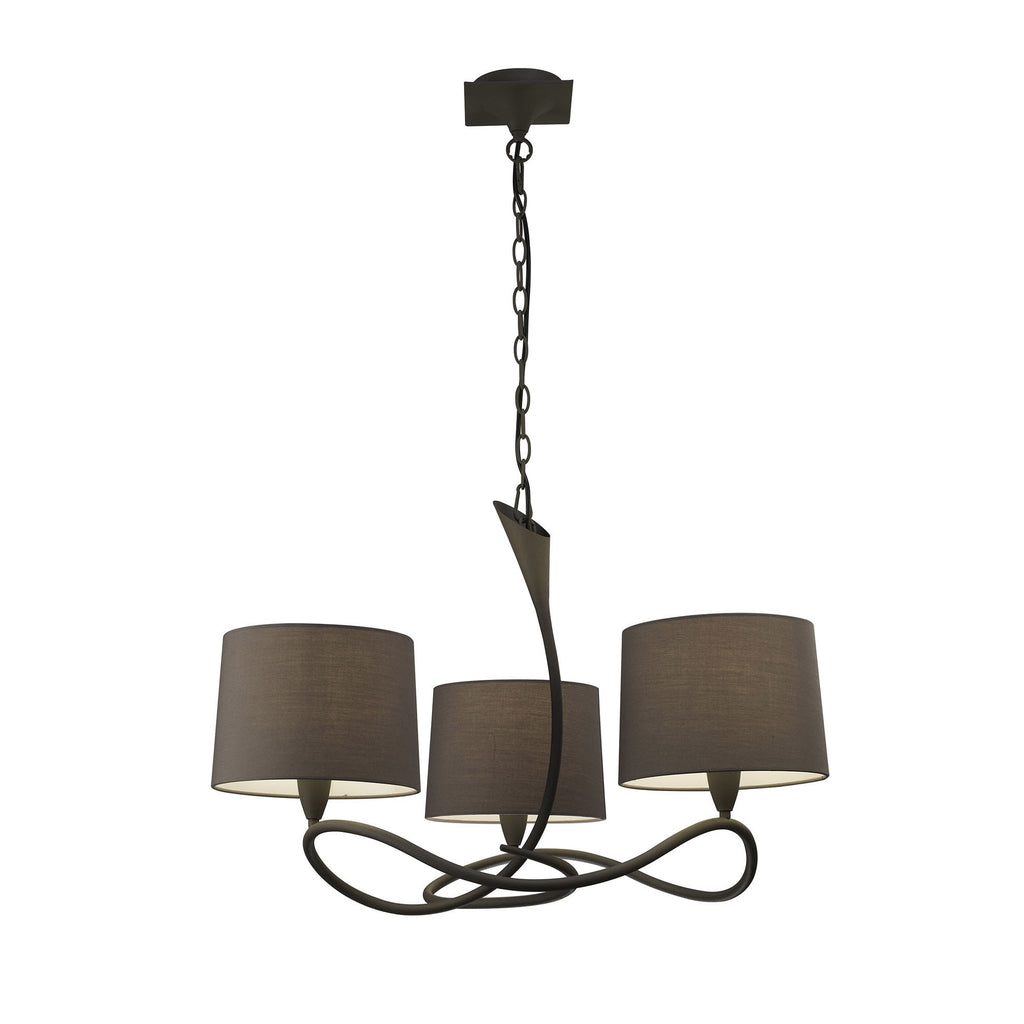 M3686 Lua Pendant 3 Arm Light E27 Ash Grey Ash Grey Shades