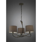 M3686 Lua Pendant 3 Arm Light E27 Ash Grey Ash Grey Shades