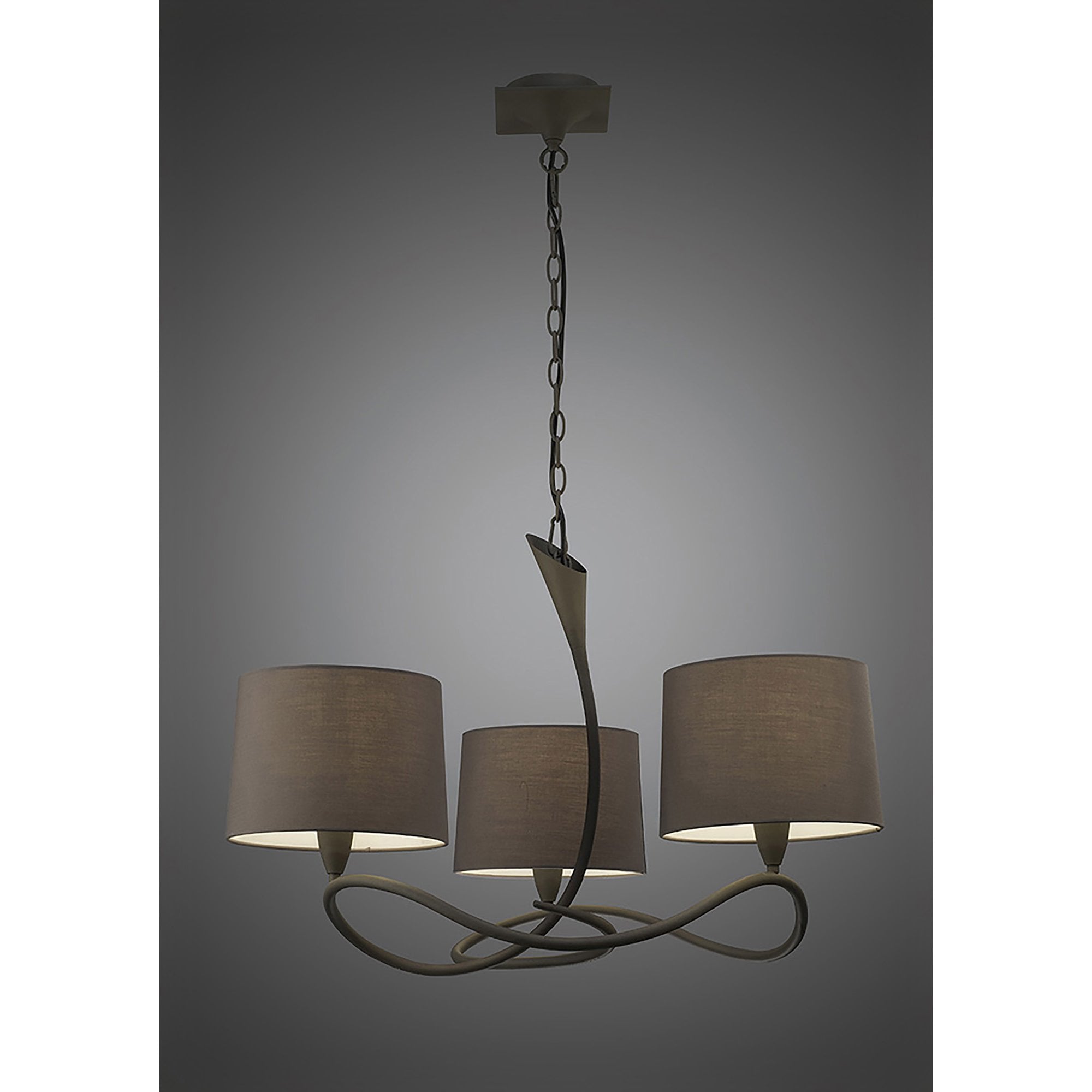 M3686 Lua Pendant 3 Arm Light E27 Ash Grey Ash Grey Shades