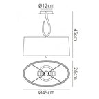M3690 Lua Oval Semi Flush 2 Light E27 Ash Grey Ash Grey Shade