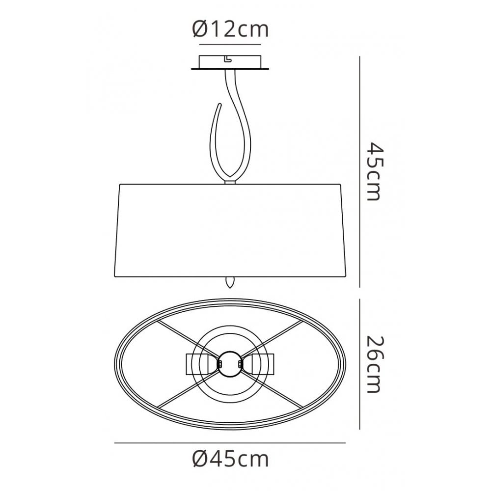 M3690 Lua Oval Semi Flush 2 Light E27 Ash Grey Ash Grey Shade
