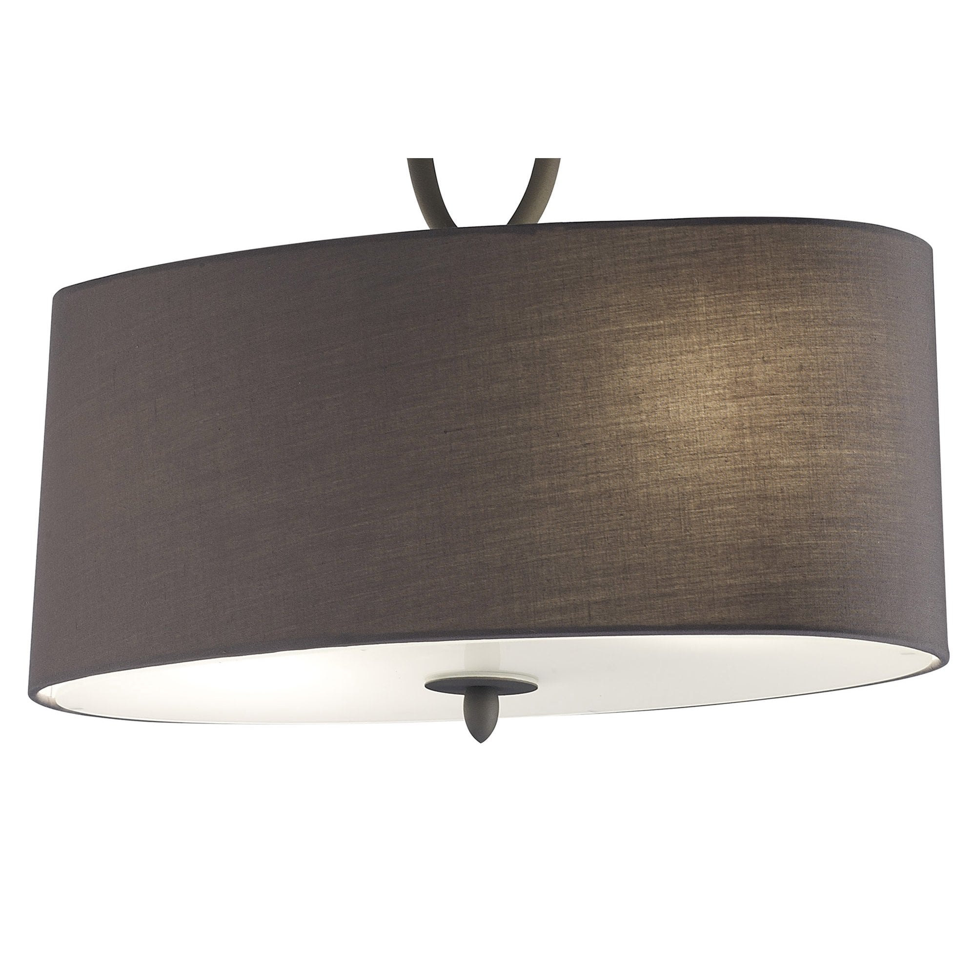 M3690 Lua Oval Semi Flush 2 Light E27 Ash Grey Ash Grey Shade