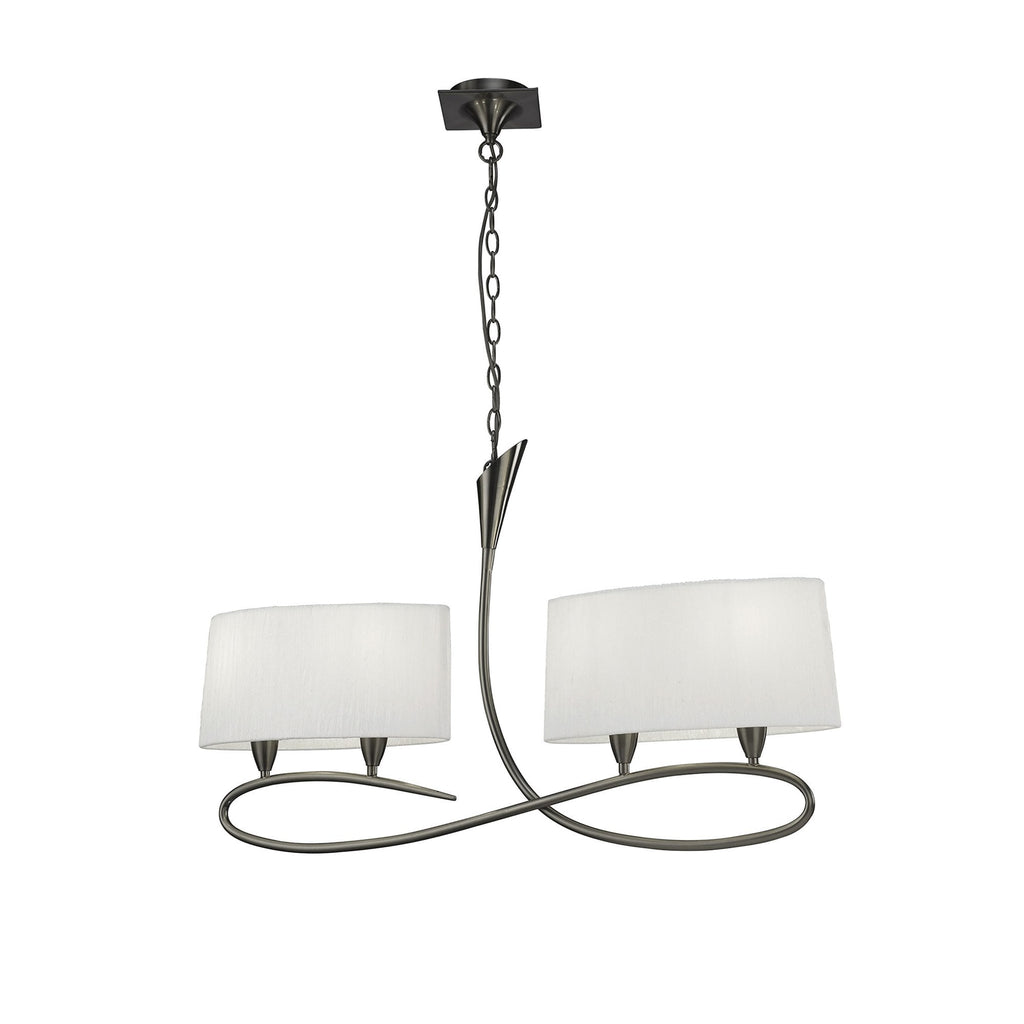 M3700 Lua Linear Pendant 2 Arm 4 Light E27 Satin Nickel White Shades