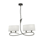 M3700 Lua Linear Pendant 2 Arm 4 Light E27 Satin Nickel White Shades