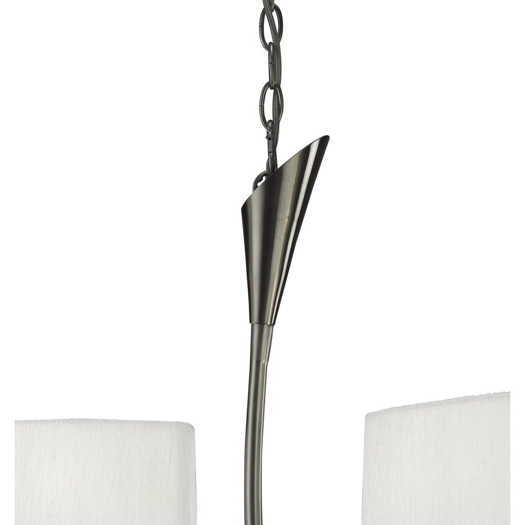 M3700 Lua Linear Pendant 2 Arm 4 Light E27 Satin Nickel White Shades