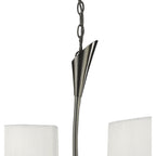 M3700 Lua Linear Pendant 2 Arm 4 Light E27 Satin Nickel White Shades