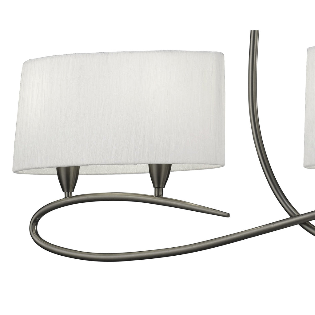M3700 Lua Linear Pendant 2 Arm 4 Light E27 Satin Nickel White Shades