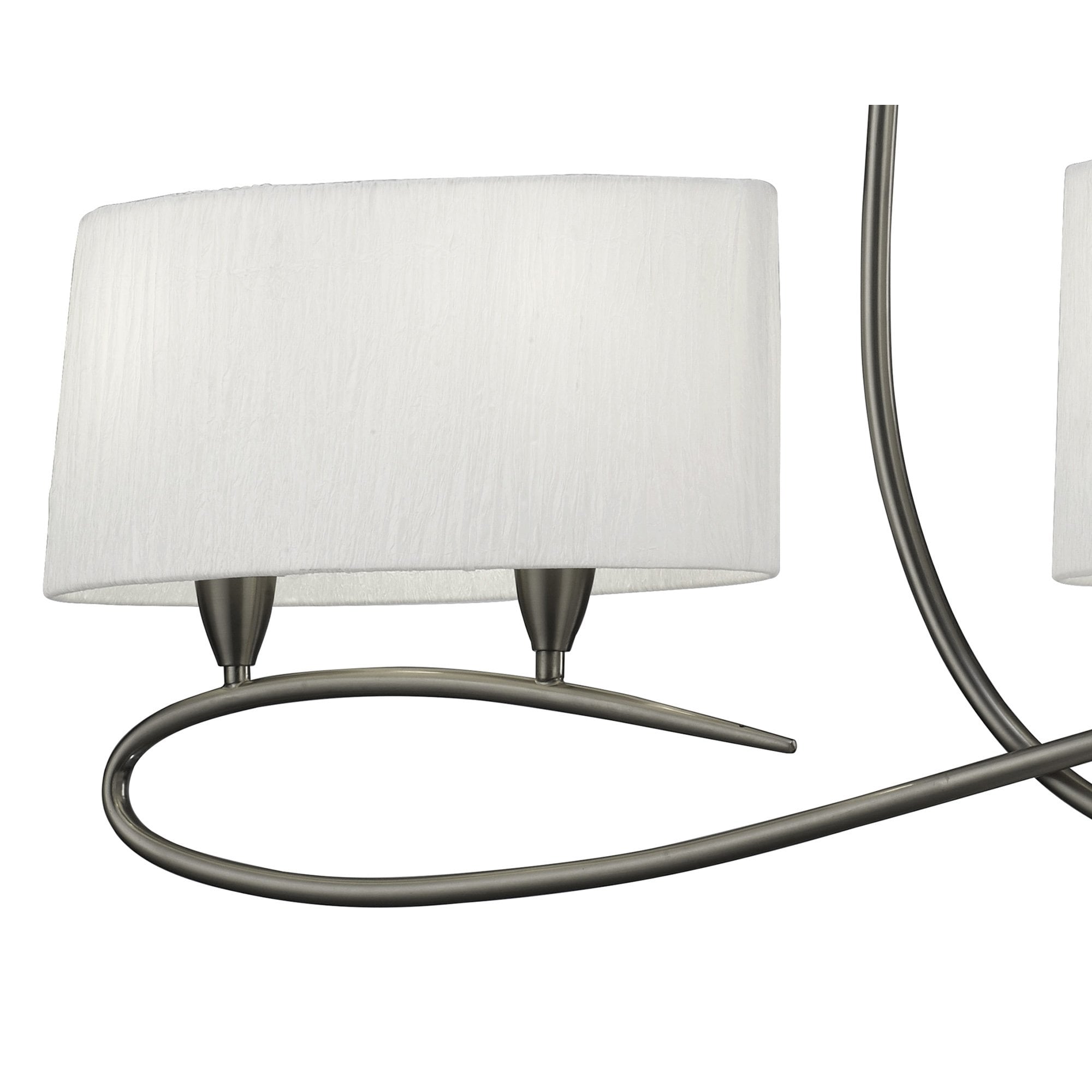 M3700 Lua Linear Pendant 2 Arm 4 Light E27 Satin Nickel White Shades