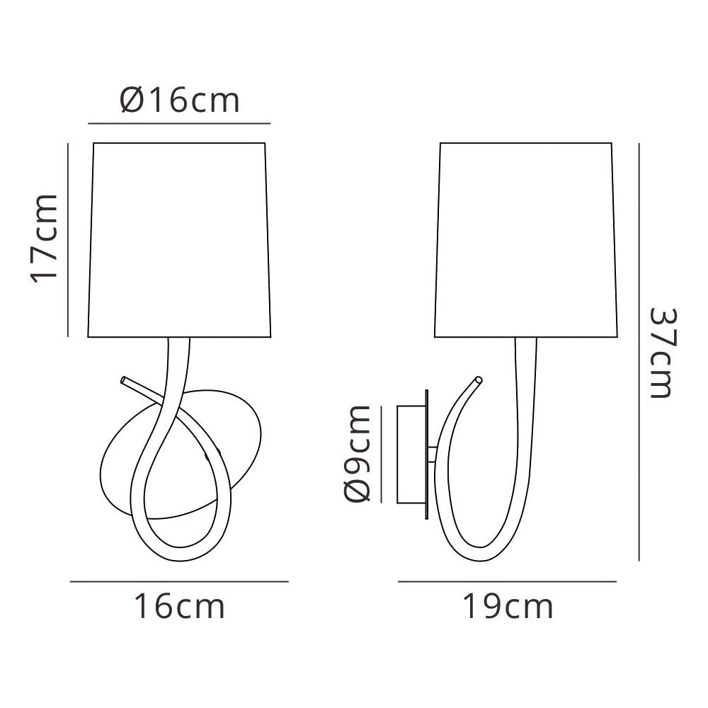 M3701/S Lua Wall Lamp Switched 1 Light E27 Satin Nickel White Shade