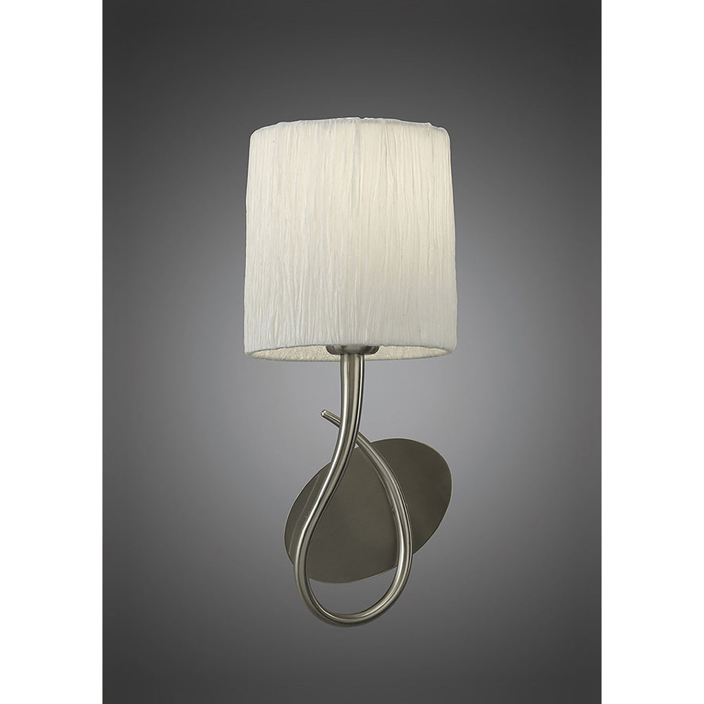 M3701/S Lua Wall Lamp Switched 1 Light E27 Satin Nickel White Shade
