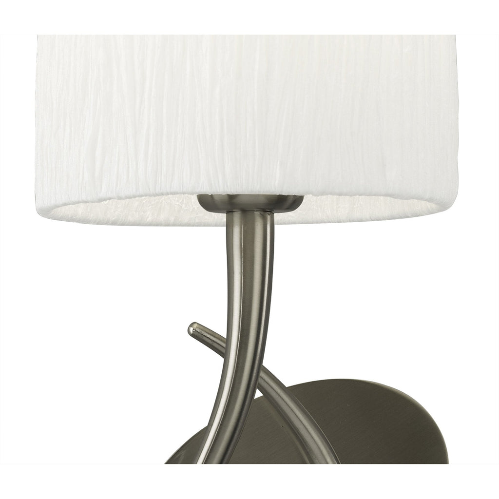 M3701/S Lua Wall Lamp Switched 1 Light E27 Satin Nickel White Shade