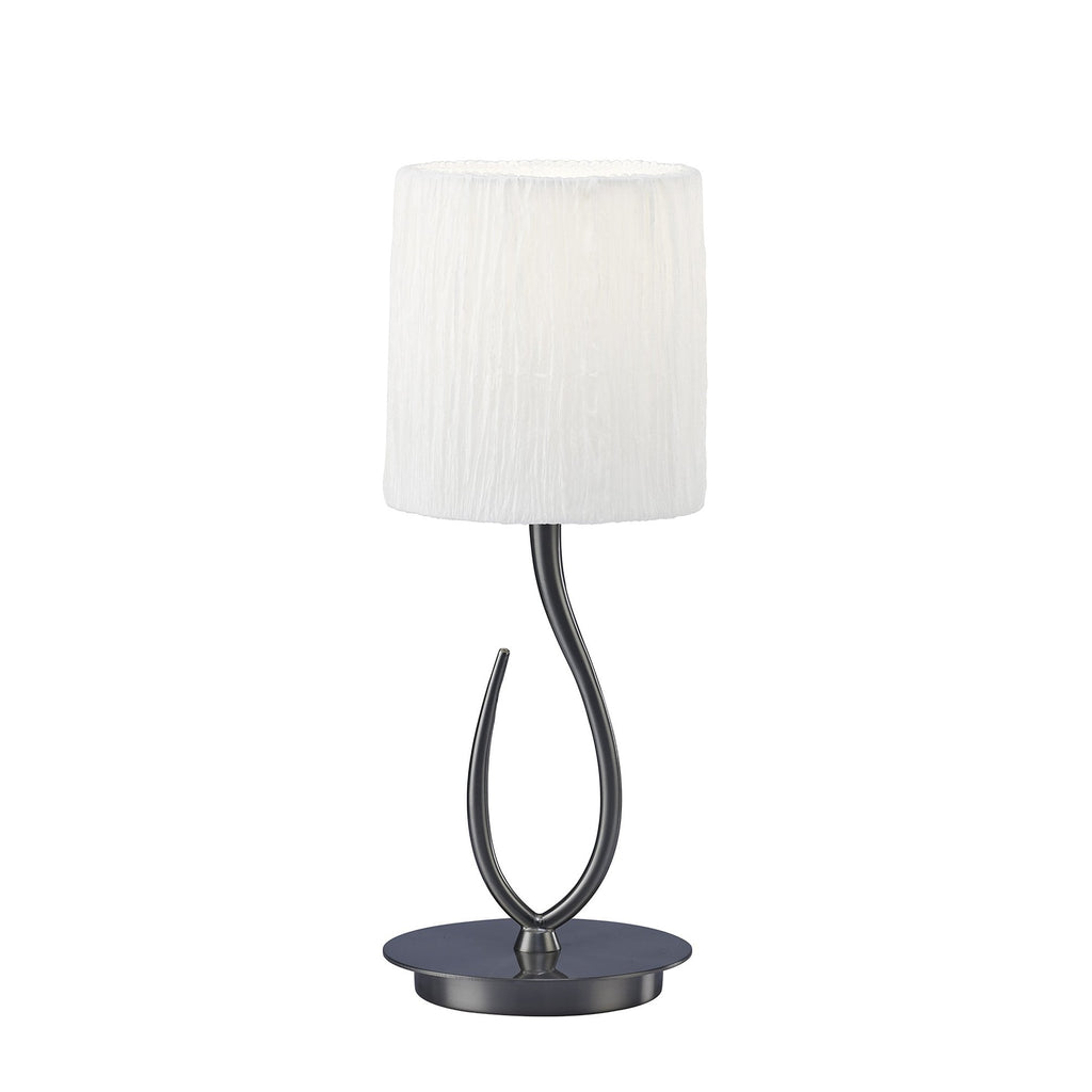 M3702 Lua Table Lamp 1 Light E27 Satin Nickel Small White Shade