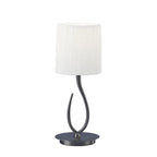 M3702 Lua Table Lamp 1 Light E27 Satin Nickel Small White Shade