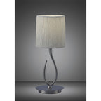 M3702 Lua Table Lamp 1 Light E27 Satin Nickel Small White Shade