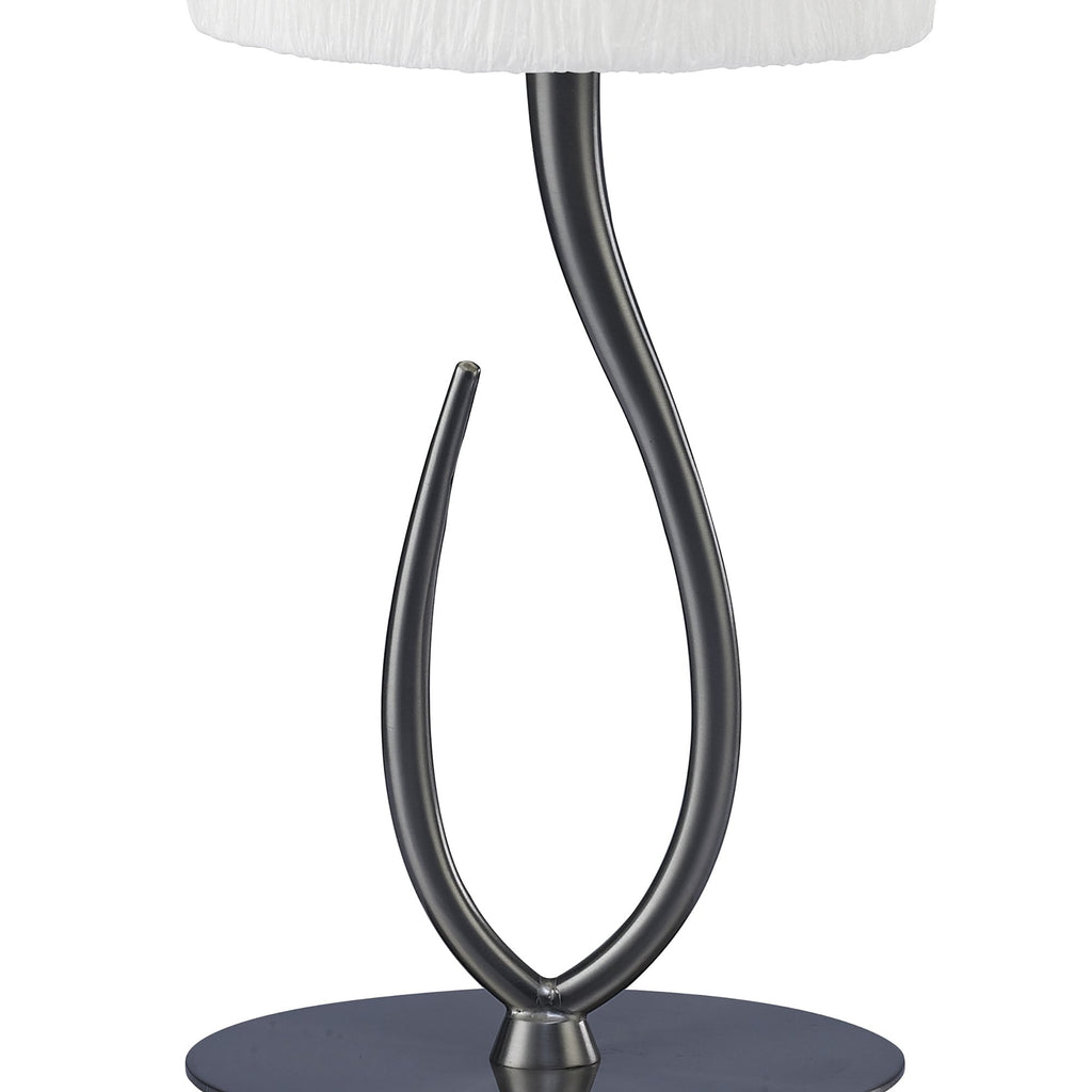 M3702 Lua Table Lamp 1 Light E27 Satin Nickel Small White Shade