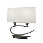 M3703 Lua Table Lamp 2 Light E27 Satin Nickel White Shade