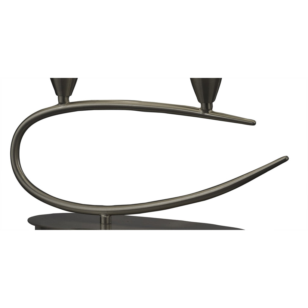 M3703 Lua Table Lamp 2 Light E27 Satin Nickel White Shade