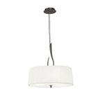 M3704 Lua Single Pendant 3 Light E27 Satin Nickel White Shade