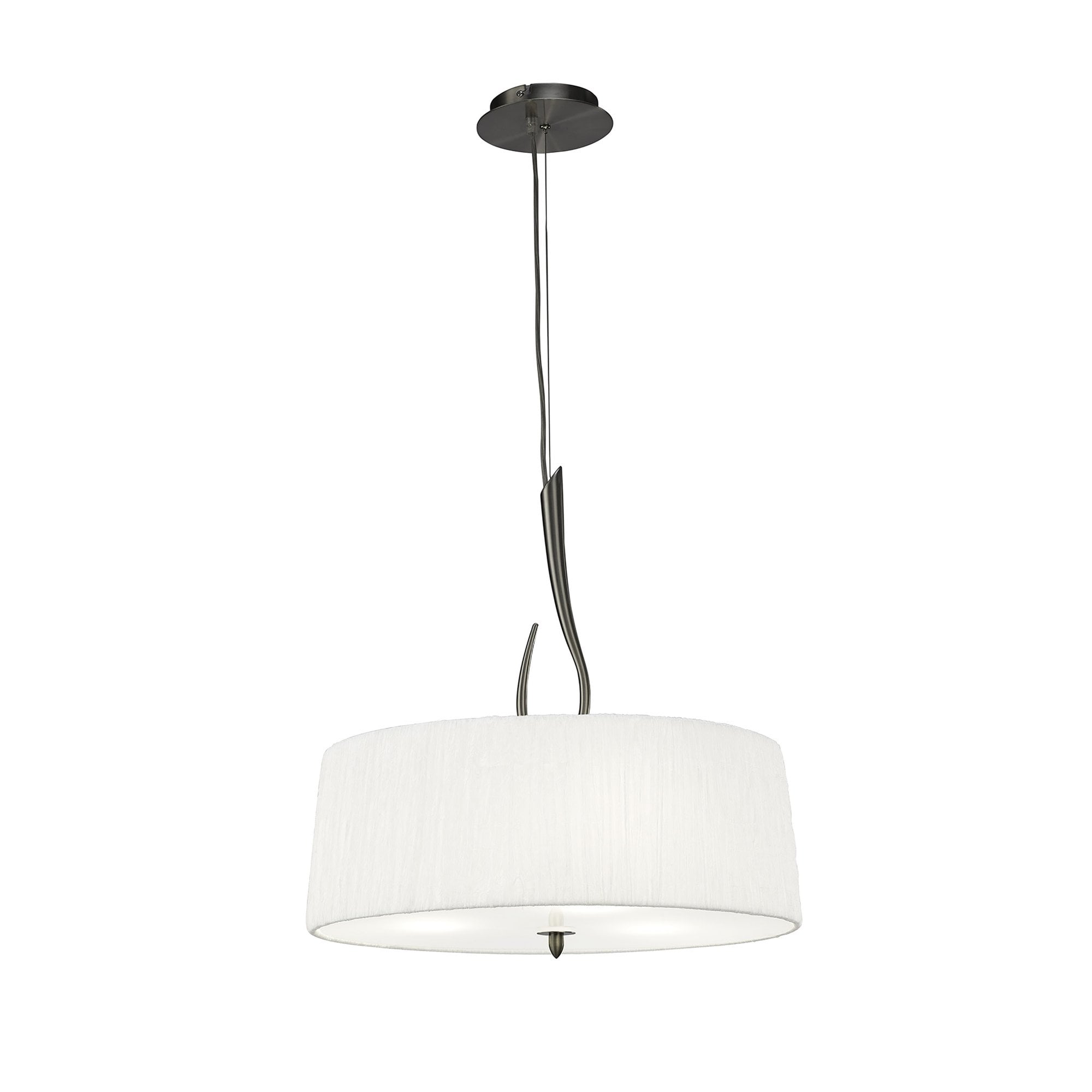 M3704 Lua Single Pendant 3 Light E27 Satin Nickel White Shade