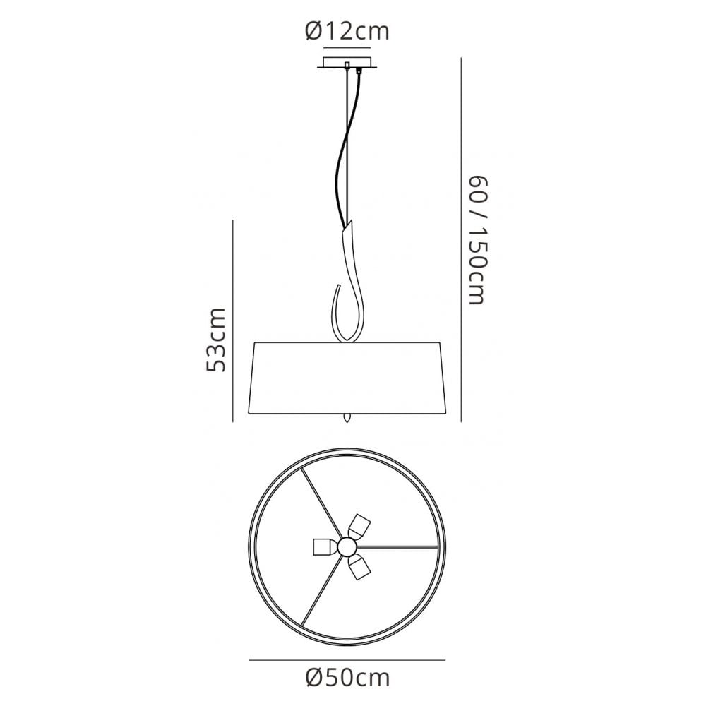 M3704 Lua Single Pendant 3 Light E27 Satin Nickel White Shade