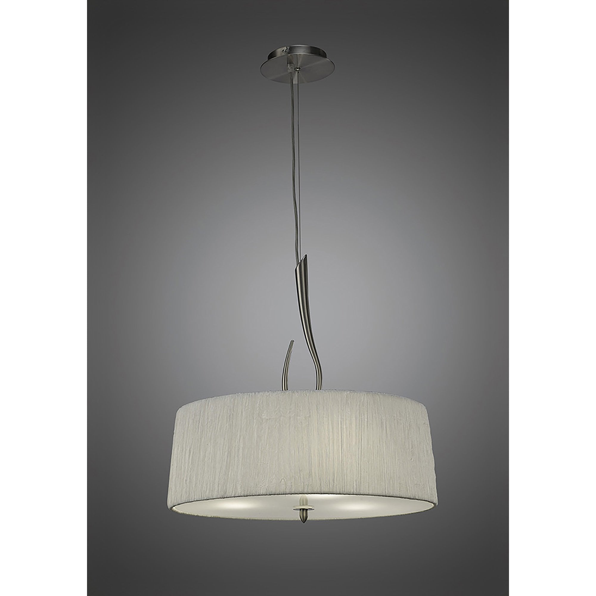 M3704 Lua Single Pendant 3 Light E27 Satin Nickel White Shade