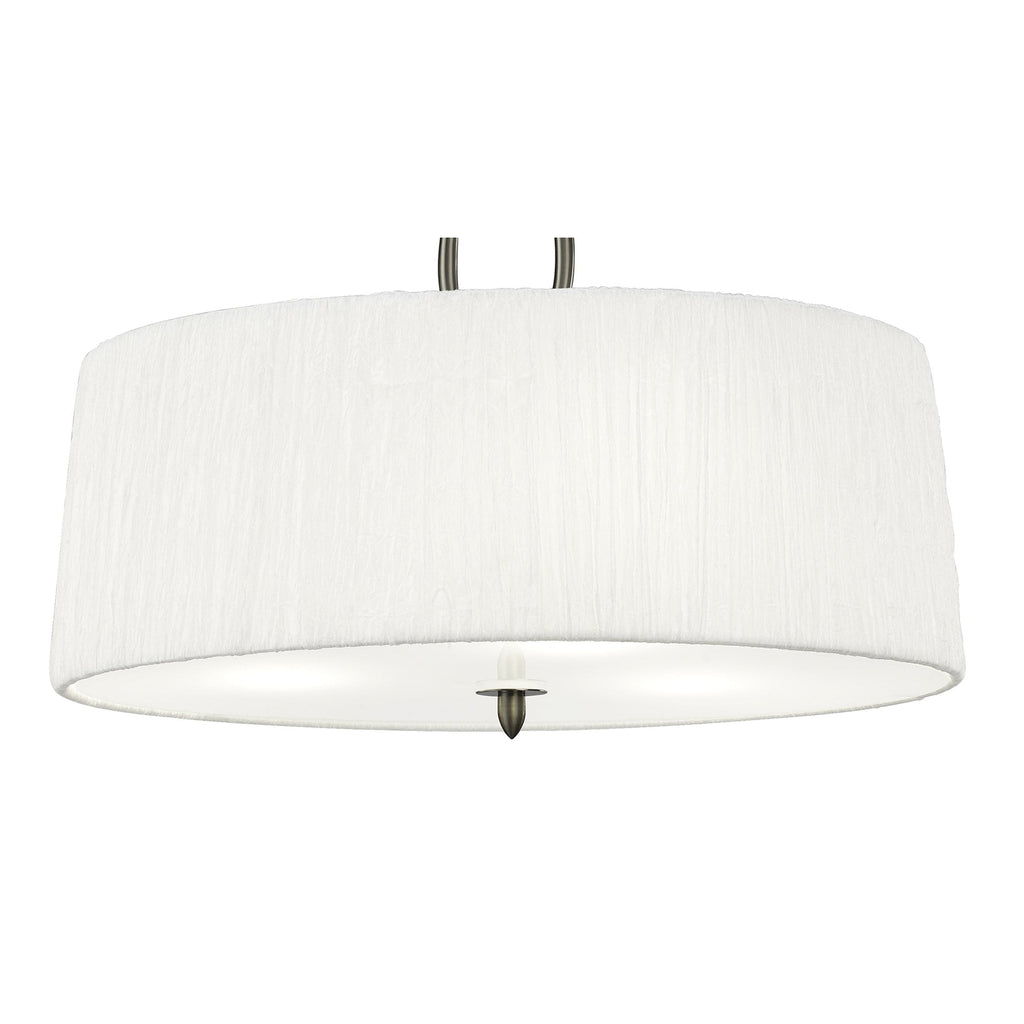 M3704 Lua Single Pendant 3 Light E27 Satin Nickel White Shade