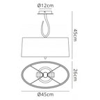 M3710 Lua Oval Semi Flush 2 Light E27 Satin Nickel White Shade