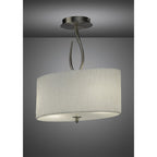 M3710 Lua Oval Semi Flush 2 Light E27 Satin Nickel White Shade