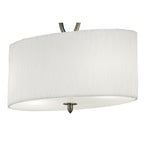 M3710 Lua Oval Semi Flush 2 Light E27 Satin Nickel White Shade