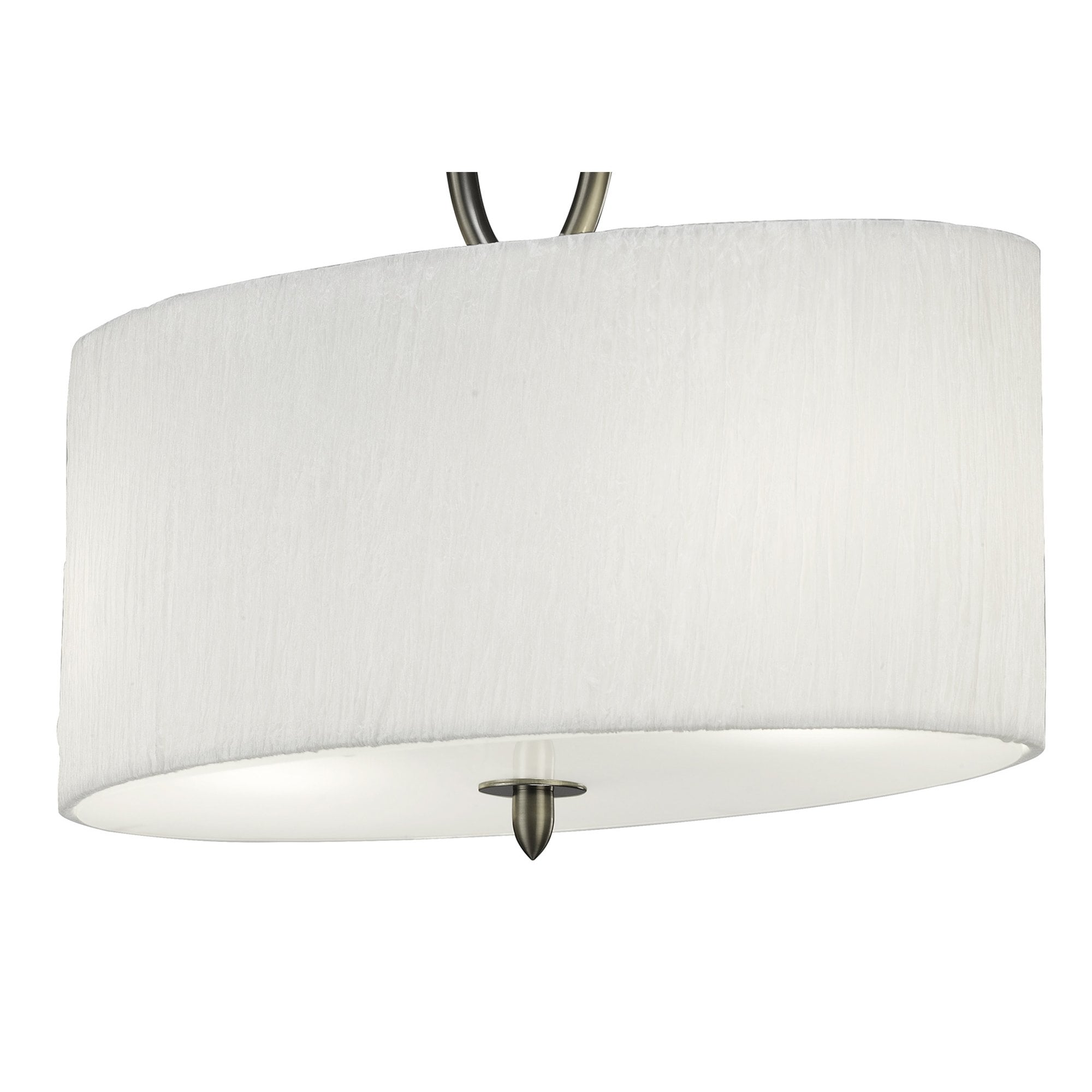 M3710 Lua Oval Semi Flush 2 Light E27 Satin Nickel White Shade