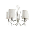 M1310 Lucca Pendant 5 Light E27 Polished Chrome White Shades & Clear Crystal